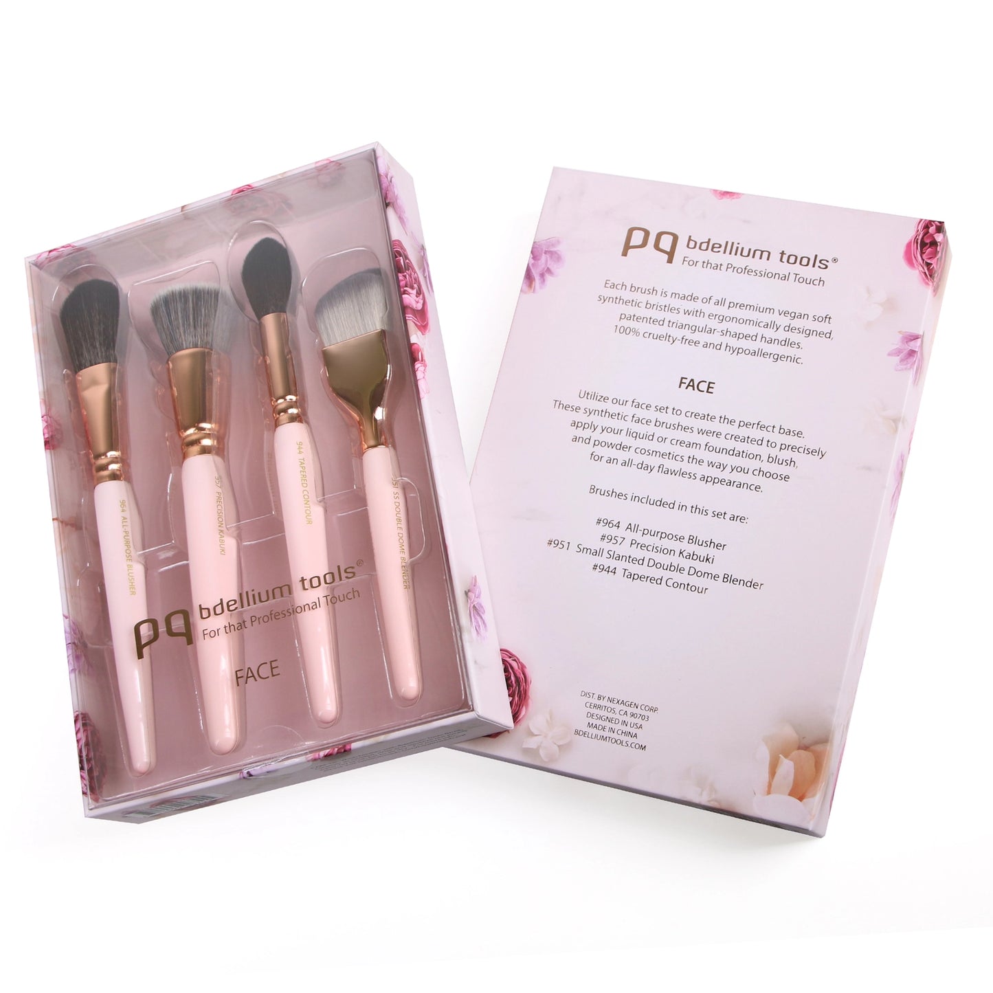 Bdellium Tools Pink Golden Triangle Face Brush Set