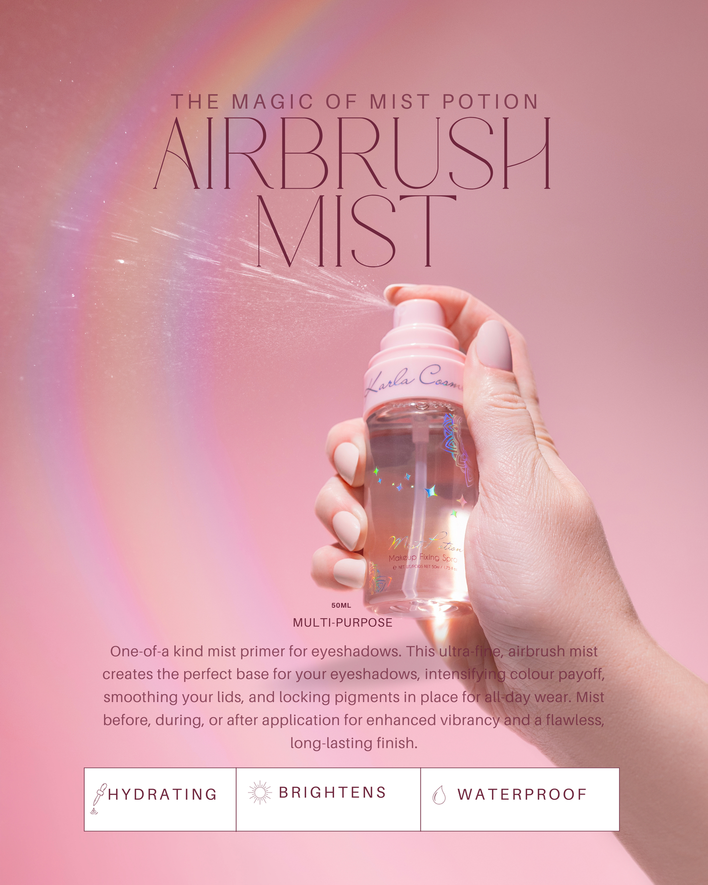 Karla Cosmetics Mist Potion – All-in-One Eyeshadow & Makeup Primer + Setting Mist.