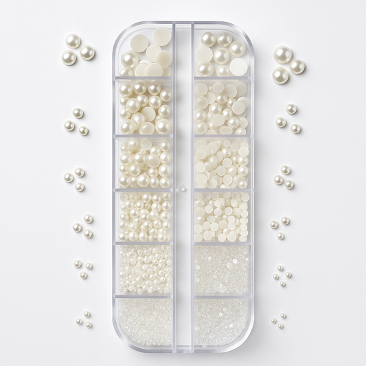 12 Compartment Pearl Embellishment Box | Nail, Makeup & Craft Pearls